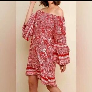 Umgee-usa Women's Cream and Red Dress